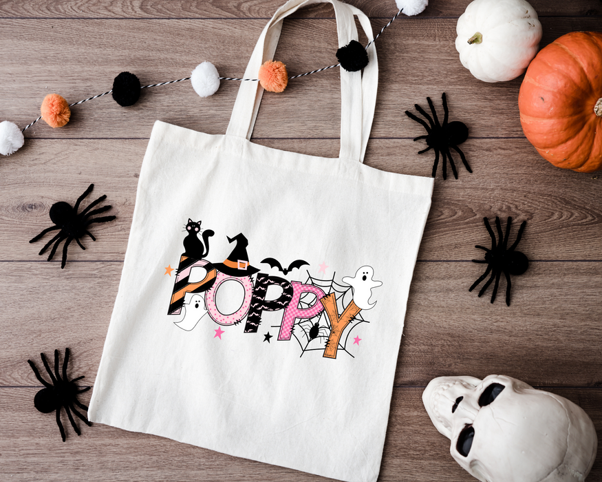 Personalized Halloween Name Tote - Girl