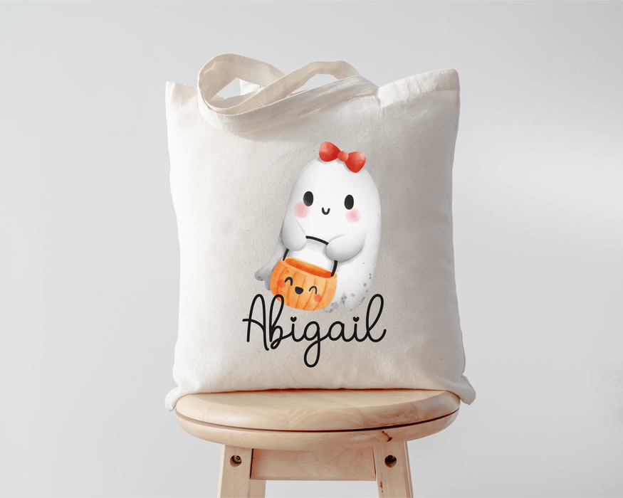 Girl Ghost Personalized Halloween Tote