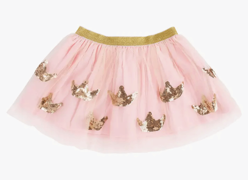 Gold Crown Sequin Tulle Skirt