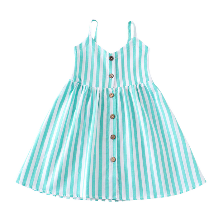 Striped Button Dress - Mint