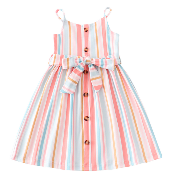 Striped Summer Button Dress - Mint