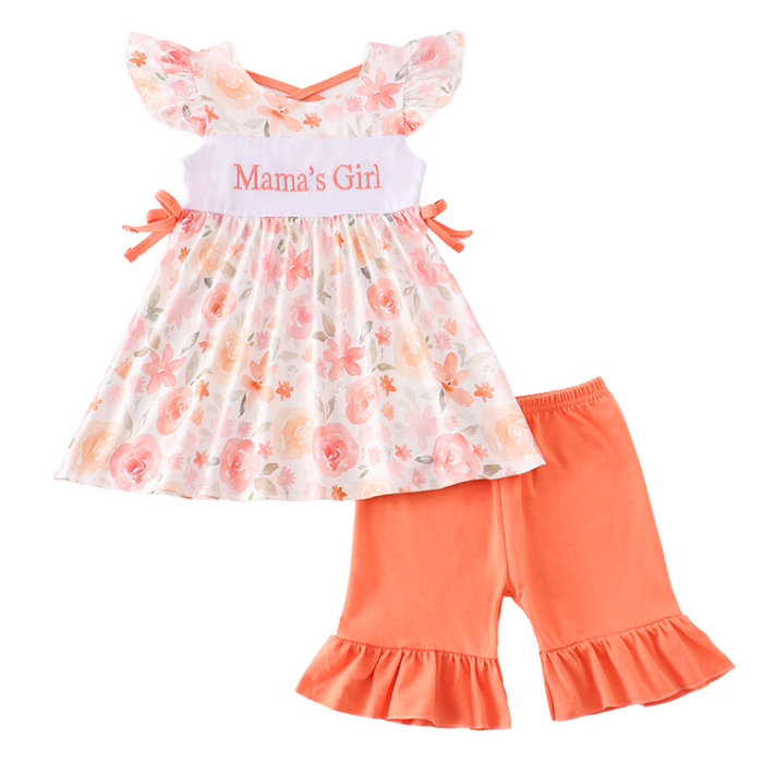 Mama Girl Coral Floral Set