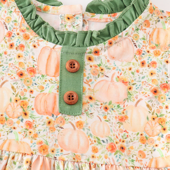 Sage Pumpkin Floral Dress