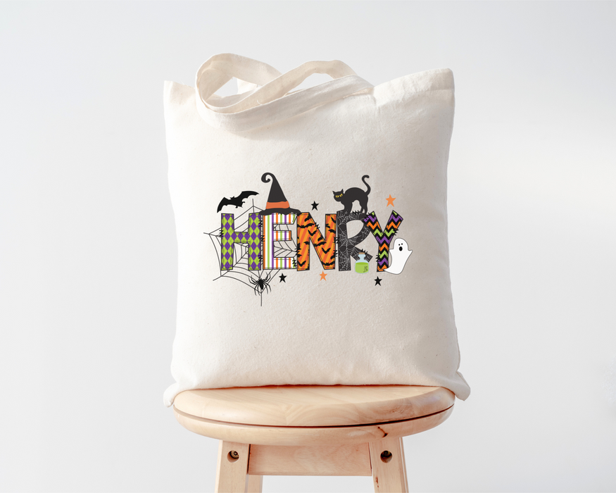 Personalized Halloween Name Tote - Boy