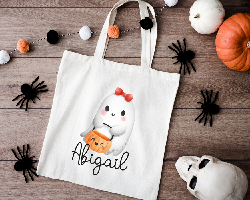 Girl Ghost Personalized Halloween Tote