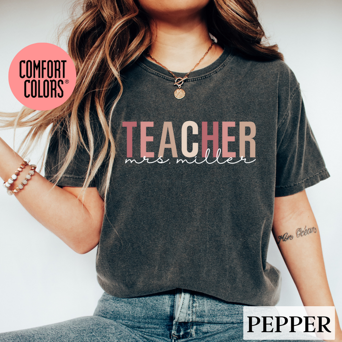 Custom TEACHER Shirt -  Blush