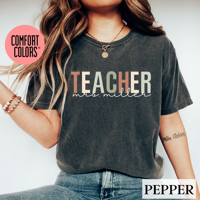 Custom TEACHER Shirt -  Olive
