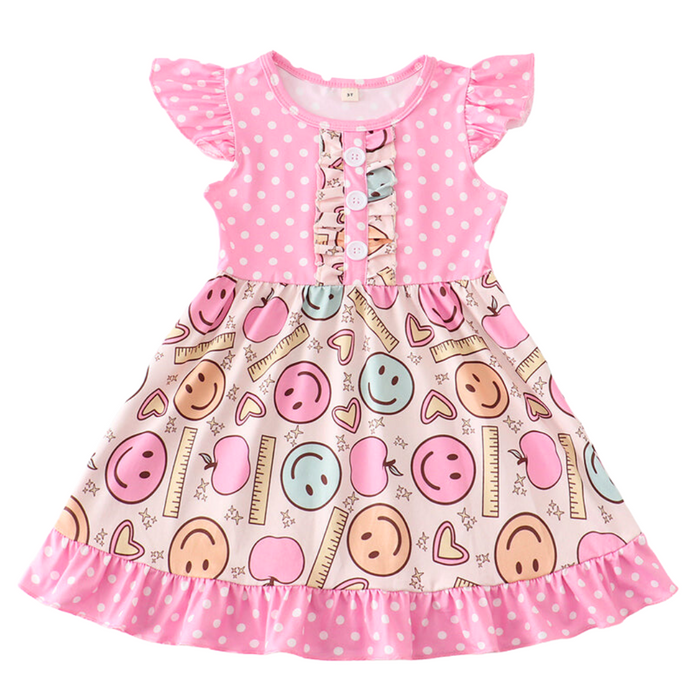 Pink Back To School Smiley Dress