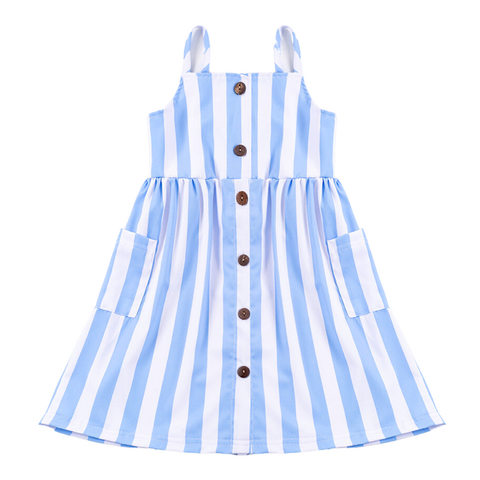 Blue Stripe Button Dress